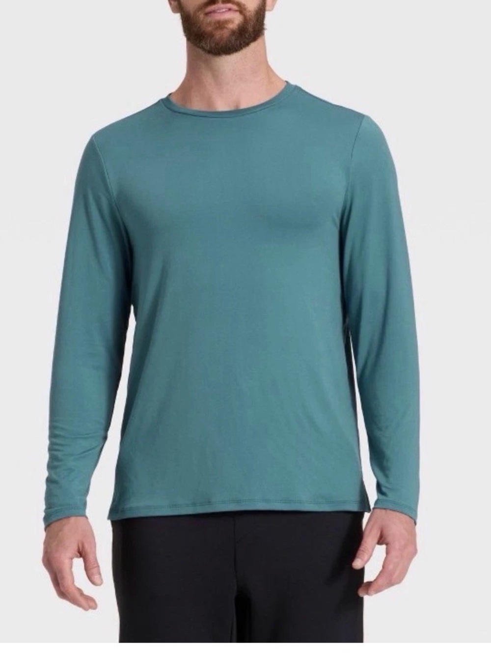 Men's Long-Sleeve Crew Neck Shirt — Teal